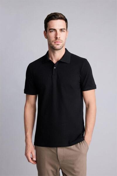 DeFacto Slim Fit tričko s polo límečkem a krátkým rukávem, texturované, zákla...