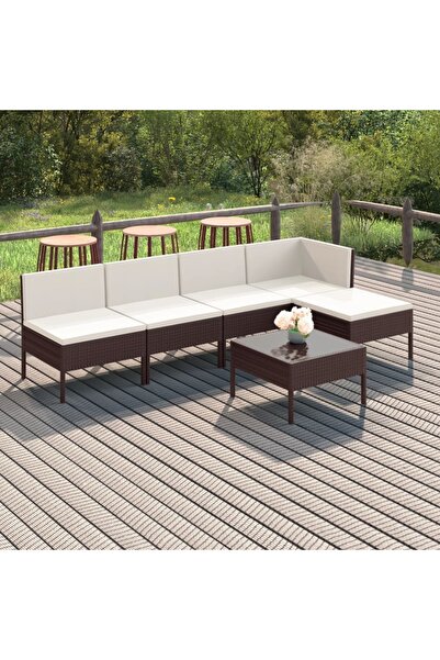 Concept Set mobilier de grădină cu perne, 6 piese, maro, poliratan