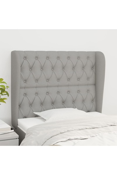 Concept Tăblie de pat cu aripioare gri deschis 103x23x118/128 cm textil