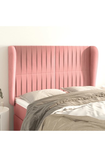 Concept Tăblie de pat cu aripioare, roz, 147x23x118/128 cm, catifea