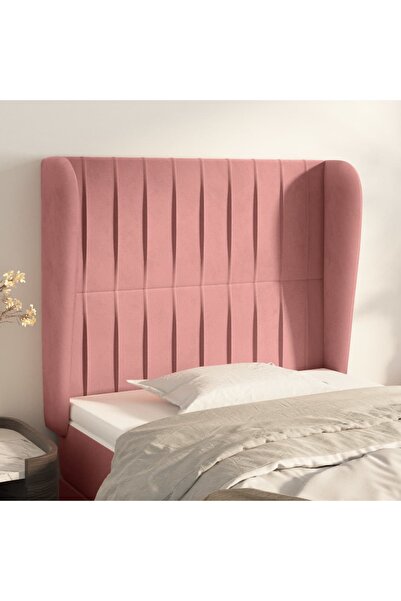 Concept Tăblie de pat cu aripioare, roz, 103x23x118/128 cm, catifea