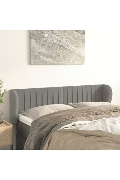 Concept Tăblie de pat cu aripioare gri deschis 147x23x78/88 cm catifea
