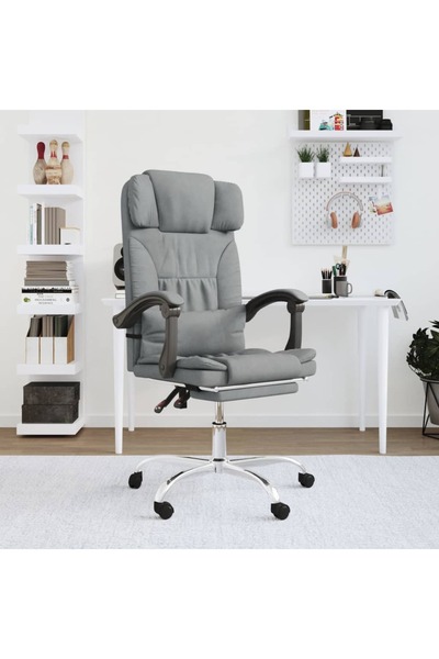 Concept Fotoliu de birou rabatabil cu masaj, gri deschis, textil