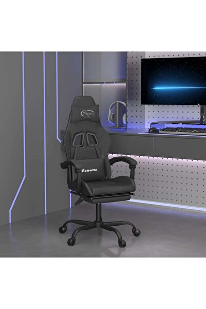 Concept Scaun de gaming cu suport picioare, negru, piele ecologică
