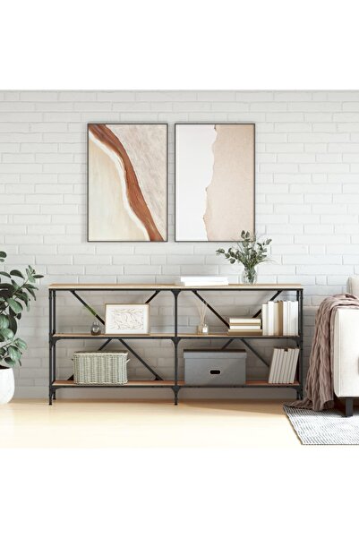 Concept Masă consolă stejar sonoma 160x30x75 cm lemn prelucrat și fier