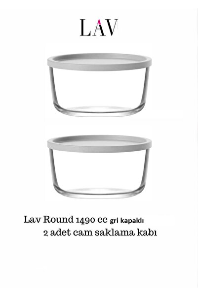 LAV Round Saklama Kabı (1490 CC X 2 ADET) Gri Kapaklı (LV-RND-217)