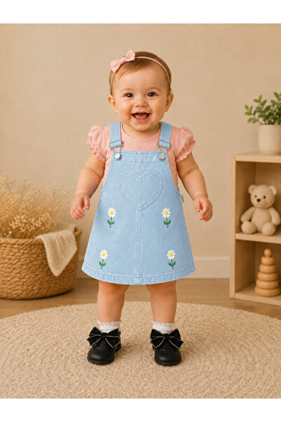 Baby Buu Jeans Looking Like Denim for Girls with Daisies Ji̇le 169