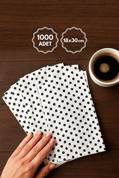 Bimotif 1000 قطعة من أكياس الورق المزخرفة بنقاط البولكا، أسود-أبيض 18x30 سم (...