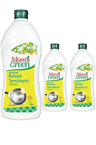 Mom's Green 3'lü Set Bitkisel Elde Bulaşık Deterjanı Limon Kokulu (750 ML X 3...