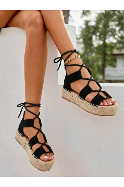 Zaira Sandale cu platforma dama negre din piele ecologica intoarsa Miha #24788