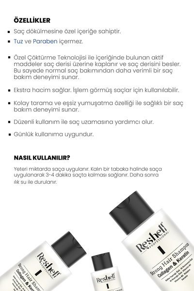 Reshell Saç Dökülmesi Bakım Şampuanı At Kuyruğu Özlü Tuzsuz Kolajen Ve Keratin Katkılı 500 ml
