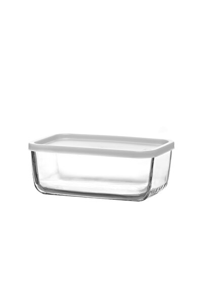 LAV Cube Cam Saklama Kabı Tekli Büyük Boy 1170 ml Dikdörtgen Beyaz Plastik Ka...
