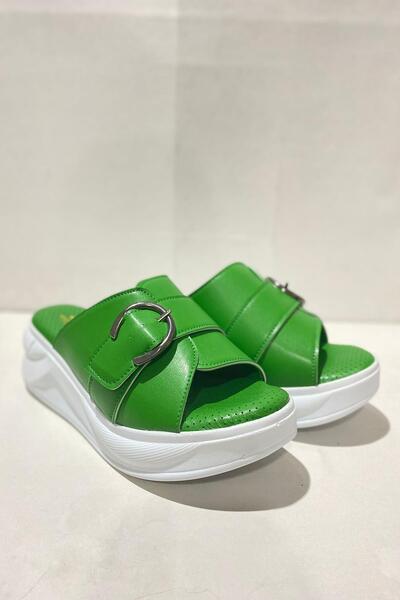 Preshley Women's Reso Green Comfort Orthopedic Sole Buckle Slippers 130