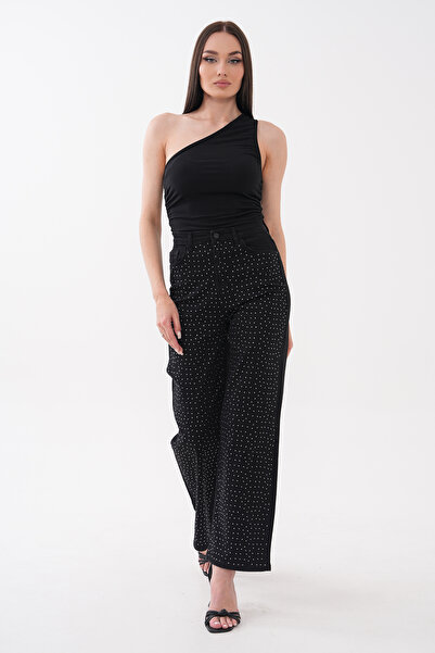 de zuzuu fashion Pantaloni de blugi pentru femei, de culoare neagră, cu piatr...