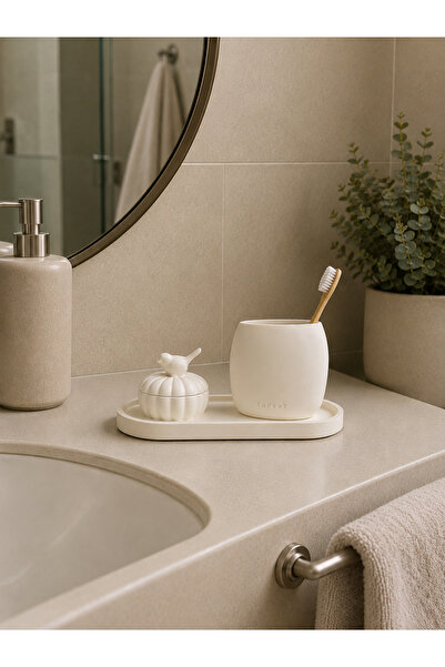 ThreeT Bej beton banyo set