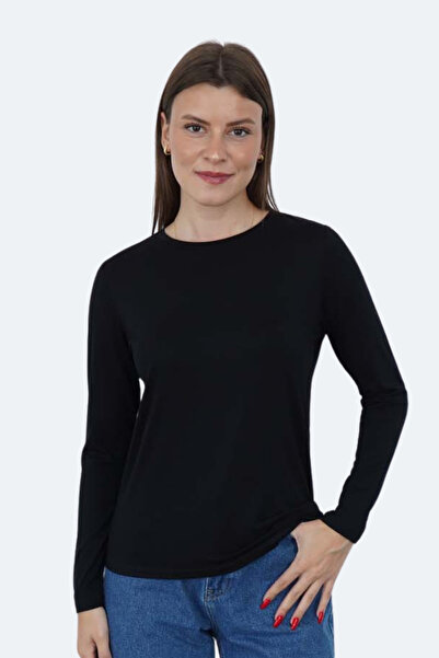 penyebizden Γυναικείο T-shirt με λαιμόκοψη Viscose Lycra μακρυμάνικο-μαύρο