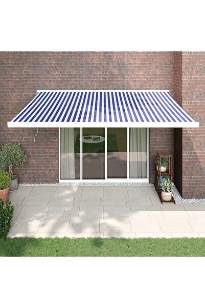 Concept Copertină retractabilă albastru/alb, 4x3 m, textil/aluminiu