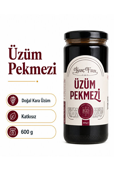 İNANÇ FIRIN Doğal Üzüm Pekmezi 600 gr - Şeker İlavesiz & Geleneksel Üretim