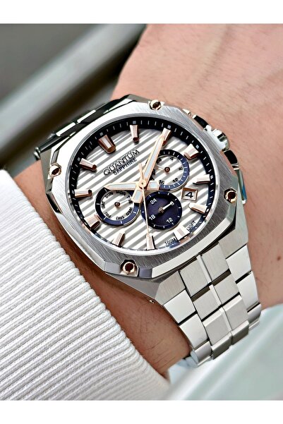 Quantum Functional Silver Color Sapphire Glass Steel Band Steel Case Men's Wr...