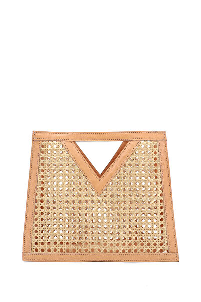 GÖNDERİ(R) Women's Light Tan Wicker Braided Handbag