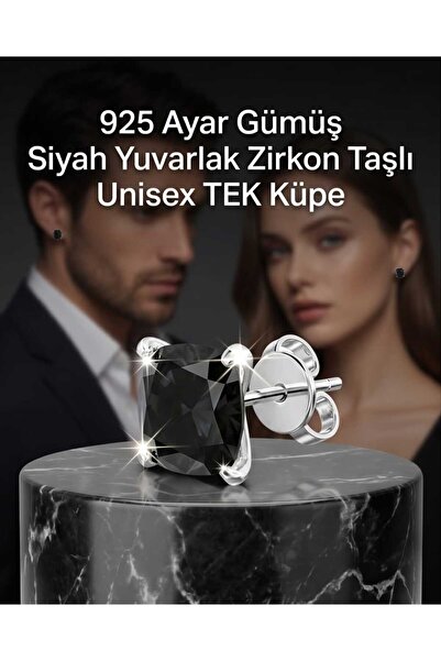 Lunexa 925 Ayar Gümüş Zirkon Taşlı Minimal Unisex Çivi Küpe 4mm TEK (GÖRSELDE...