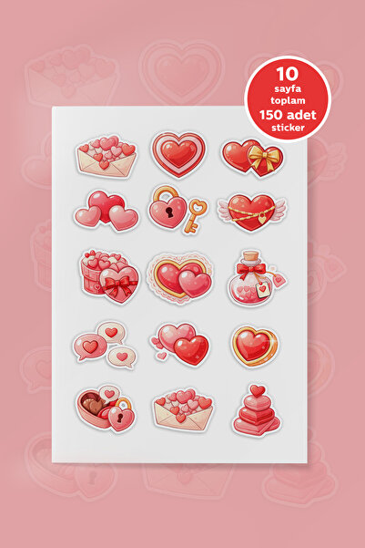 To Design Lab Set de autocolante Love Hearts 11x15 cm 10 pagini cu 150 de aut...