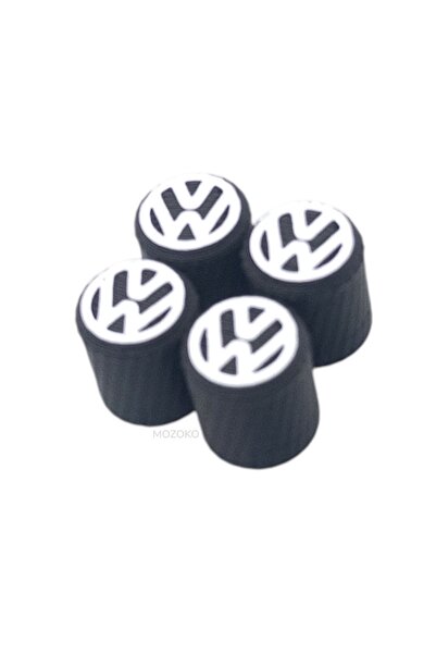 MOZOKO 4 Adet Volkswagen Logolu Siyah Plastik Lastik Sibop Kapağı Uyumlu Set