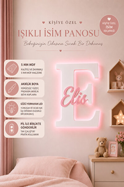 Design 4N LED Işıklı Kişiye Özel Harf Dekoru | Bebek & Çocuk Odası Duvar ve K...