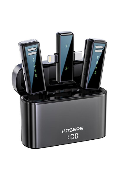 HASEPE Set de 2 microfoane profesionale wireless Lavaliere, iPhone, Android, ...