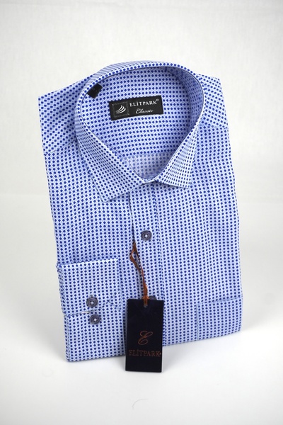 elitpark Patterned Cotton Pocketed Navy Blue Men's Shirt
