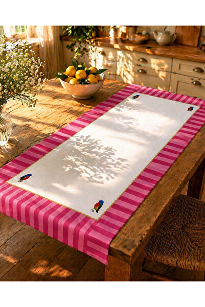 Karam Home 40x140 cm Dokuma Kumaş Pembe Pip Love Runner