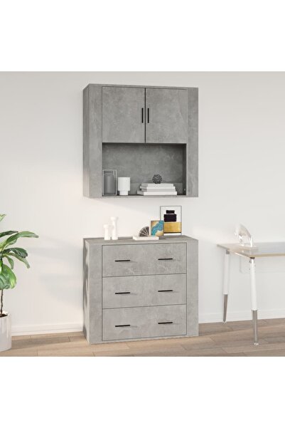 Concept Dulap de perete, gri beton, 80x33x80 cm, lemn prelucrat