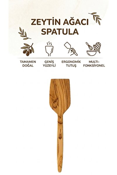 camp one Zeytin Ağacı %100 Doğal El Yapımı Tahta Kaşık Spatula 1 Parça Ahşap ...