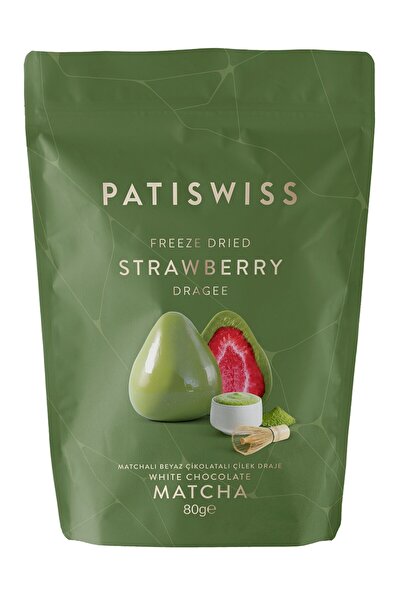 Patiswiss Matcha ve Beyaz Çikolata Kaplı Çilek Draje 80G