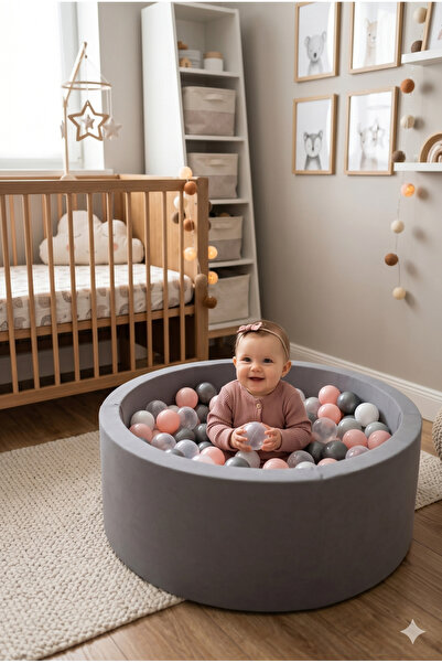 Wellgro Bubble Pops Gri Sünger Top Havuzu - Beyaz/şeffaf/gri/pembe Toplar