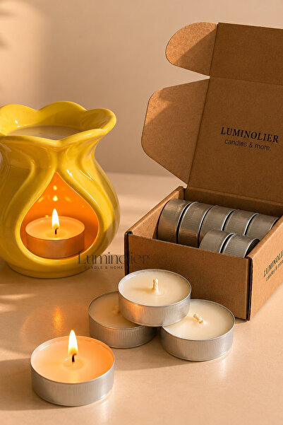 Luminolier Vanilya Kokulu Tealight Soya Mum – %100 Doğal, Vegan, Kurşunsuz Fi...