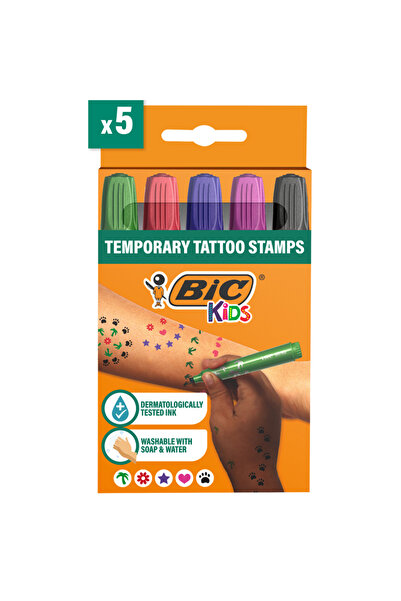 Bic Tattoo Marker Kids Set 5 Markers Stamp Tip