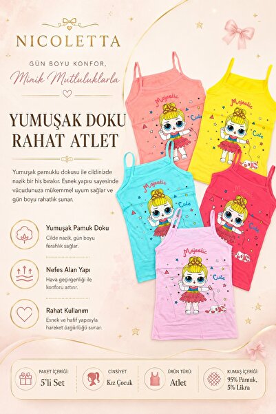 Nicoletta Tricou pentru fete, cu bretele, din bumbac imprimat și lycra