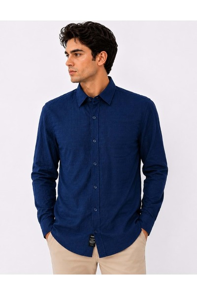Mavi M0211939 Cotton Shirt Men's Shirt Dark Blue