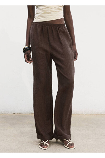 MANGO Woman Beli lastikli lyocell pantolon