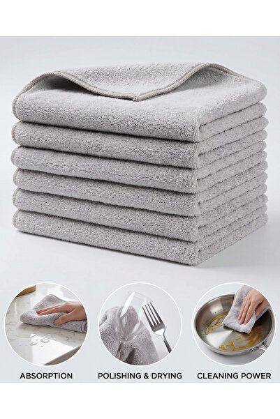 Donetella 6-Pack Microfiber Kitchen Towels 35×35 cm, 330 GSM, Super Absorbent...