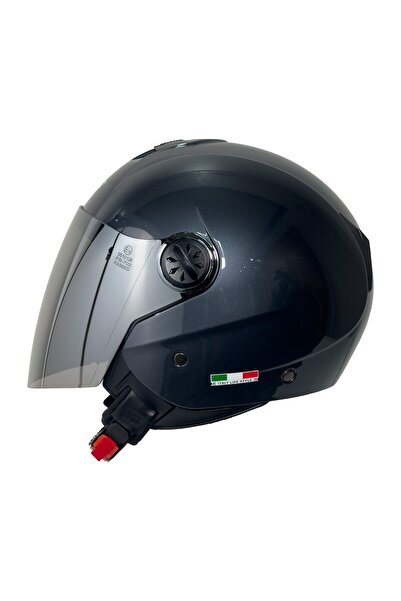 Sway SW 715 HD Grey Yarım Kask Silver Vizör