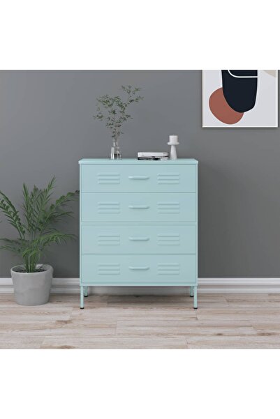 Concept Comodă cu sertare, verde mentă, 80x35x101,5 cm, oțel
