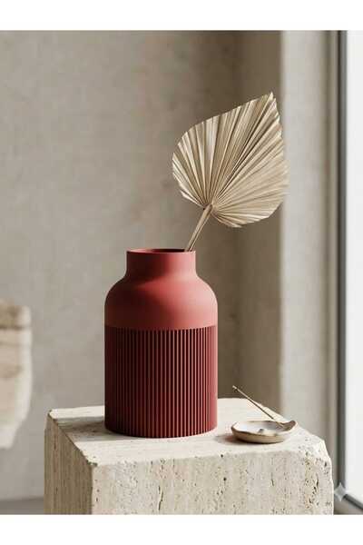 zen atelier Teracotta Hiku Japandi Dekoratif Vazo 22x14 cm Modern Minimal Ev ...