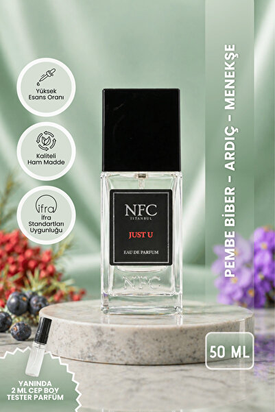JUST U Premium EDP 50 ml Erkek Parfüm - Pembe Biber, Ardıç & Menekşe Notaları - 50 ml