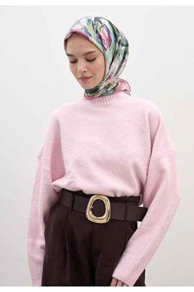 Freshscarfs Ροζ κασκόλ από βαμβάκι και βισκόζη με σχέδιο Nerissa