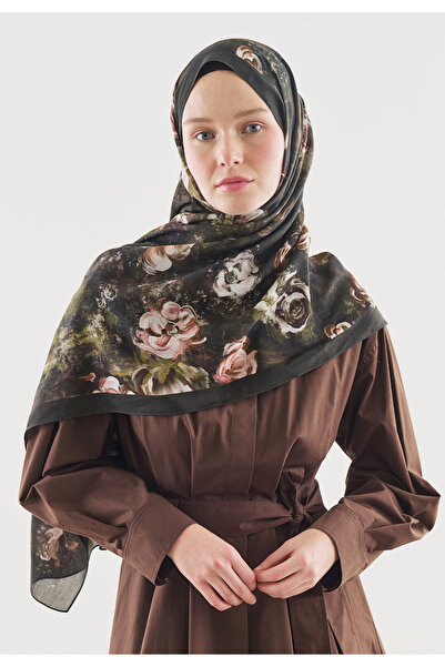 Freshscarfs Madeleıne Desenli Pamuk Viskon Şal Askeri Haki