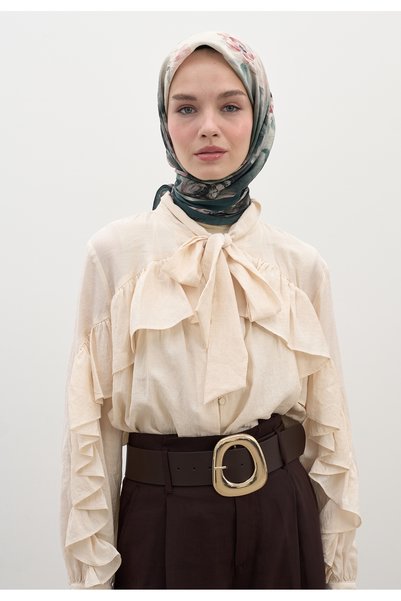 Freshscarfs Eșarfă din bumbac și viscoză cu model Marielle Petrol