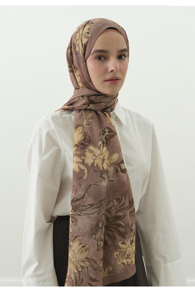 Freshscarfs Norah Desenli Pamuk Viskon Şal Gülkurusu