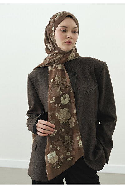 Freshscarfs Șal din bumbac și viscoză cu model maro Reverie